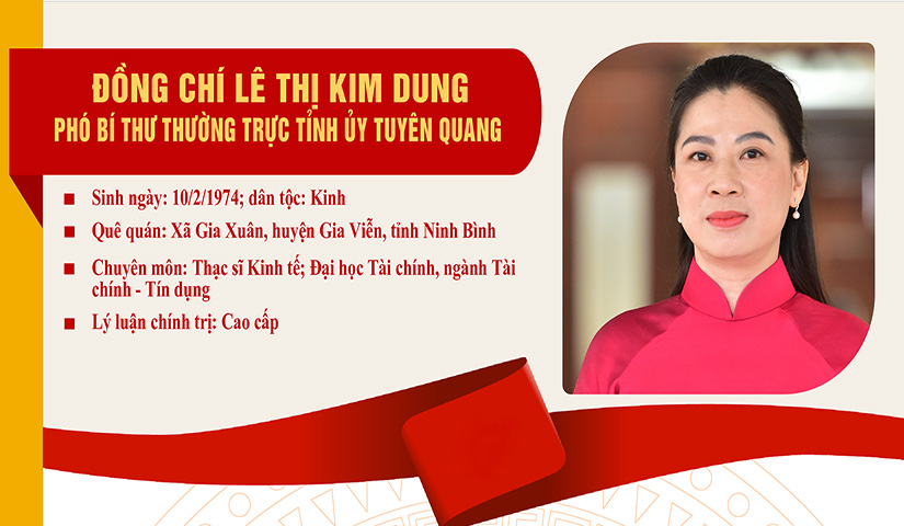 Tóm tắt quá trình công tác của đồng chí Lê Thị Kim Dung, Phó Bí thư Thường trực Tỉnh ủy Tuyên Quang